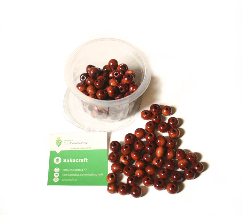 MANIK KAYU 10 MM COKLAT GELAP 100 GRAM - Image 2