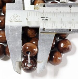 MANIK KAYU 14 MM COKLAT GELAP 100 GRAM