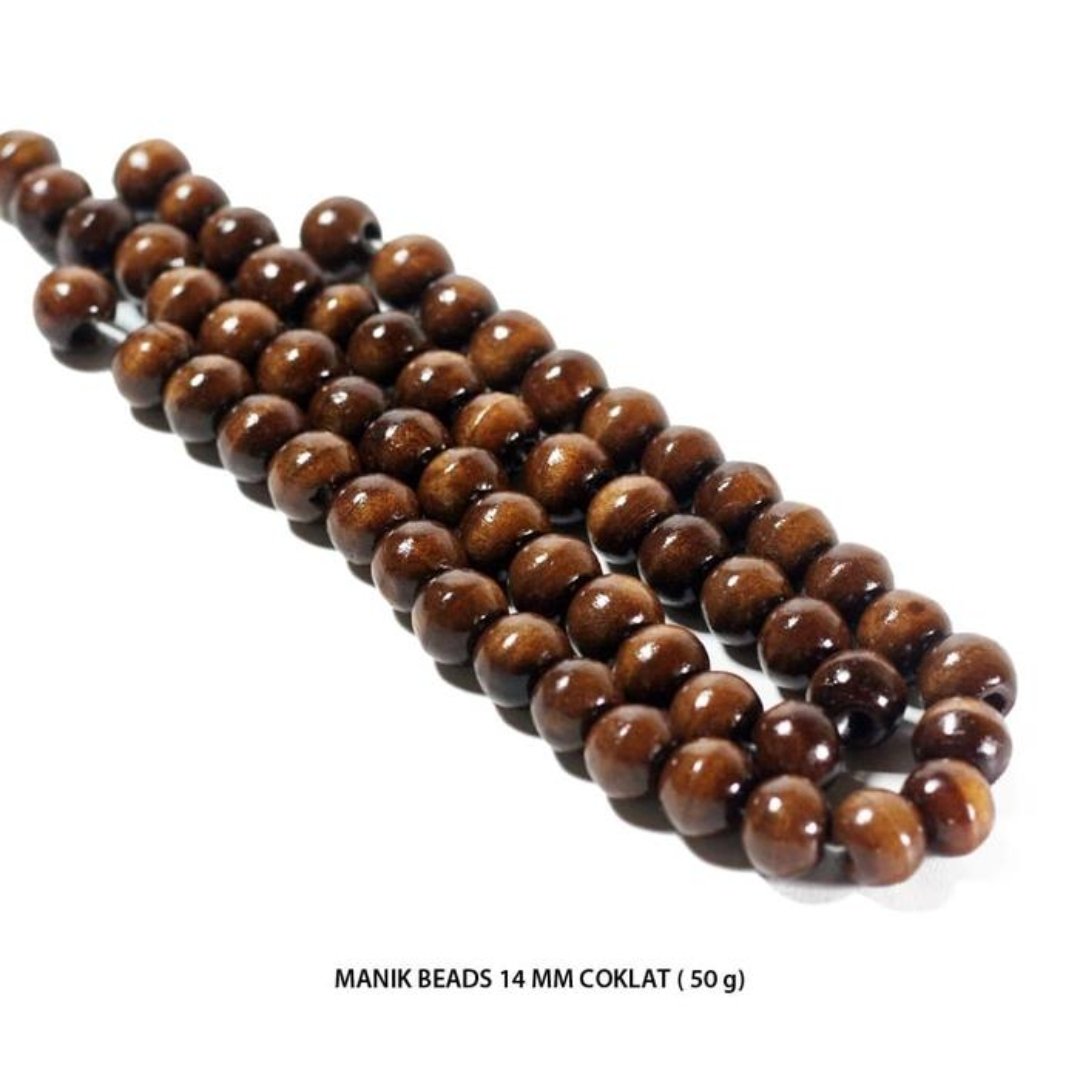 MANIK KAYU 14 MM COKLAT GELAP 100 GRAM - Image 2