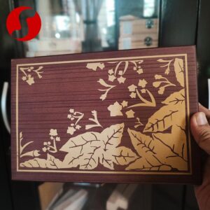 BOX KAYU MULTIPLEK FINISH JATI ORNAMEN SABLON