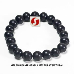 GELANG KAYU HITAM 8 MM BULAT NATURAL