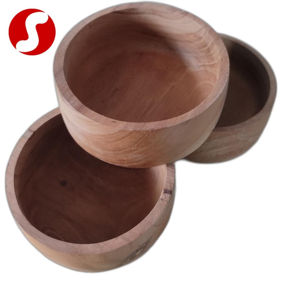 MANGKOK KAYU MAHONI 12 CM POLOS NATURAL PET BOWL WOODEN - Image 3