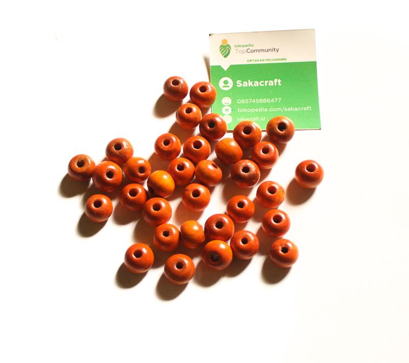 MANIK KAYU 14 MM ORANGE 100 GRAM - Image 2