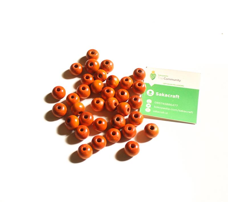 MANIK KAYU 14 MM ORANGE 100 GRAM - Image 3