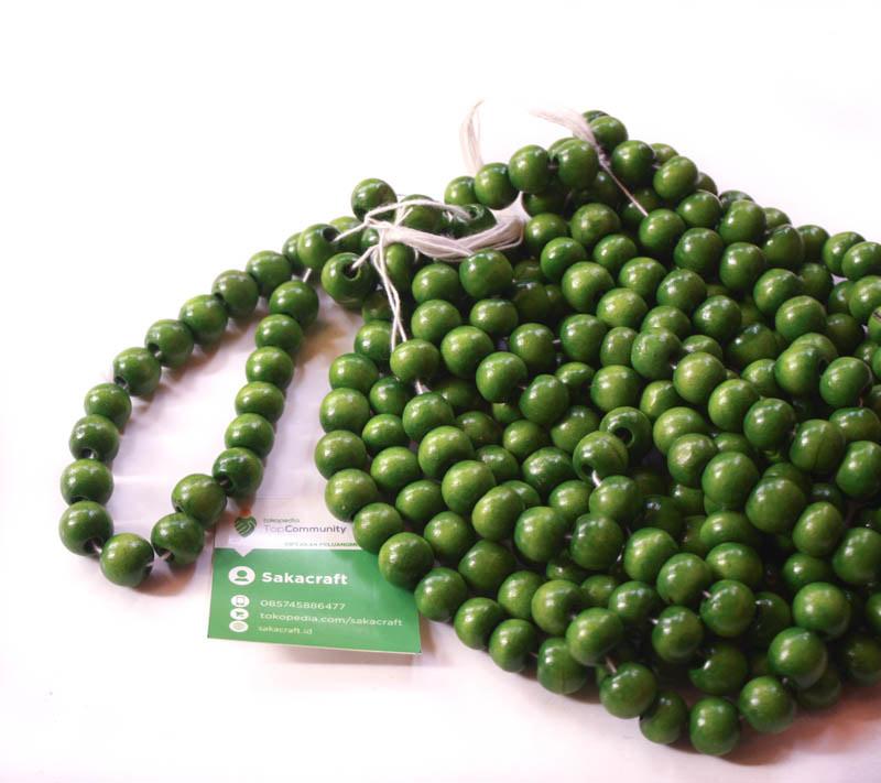 MANIK KAYU 14 MM HIJAU MUDA 100 GRAM - Image 2
